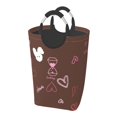 thumbnail image 2 of Waterproof Collapsible Laundry Hamper, Brown Love Hourglass Bunny Aluminum Handle Laundry Bag, 50L, 2 of 6