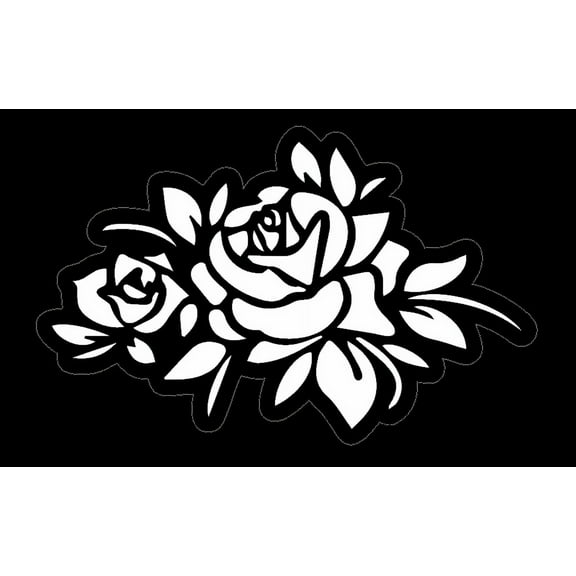 Roses with Leaves, Car Stickers for Women, Flower Car Decals Bumper Stickers Window Car Body, Flower Car Accessories, Tatoo Like Roses with Leaves (White)