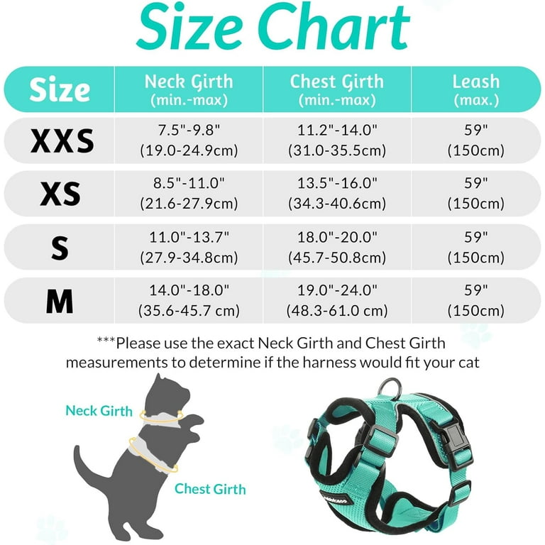 Cat harness size online