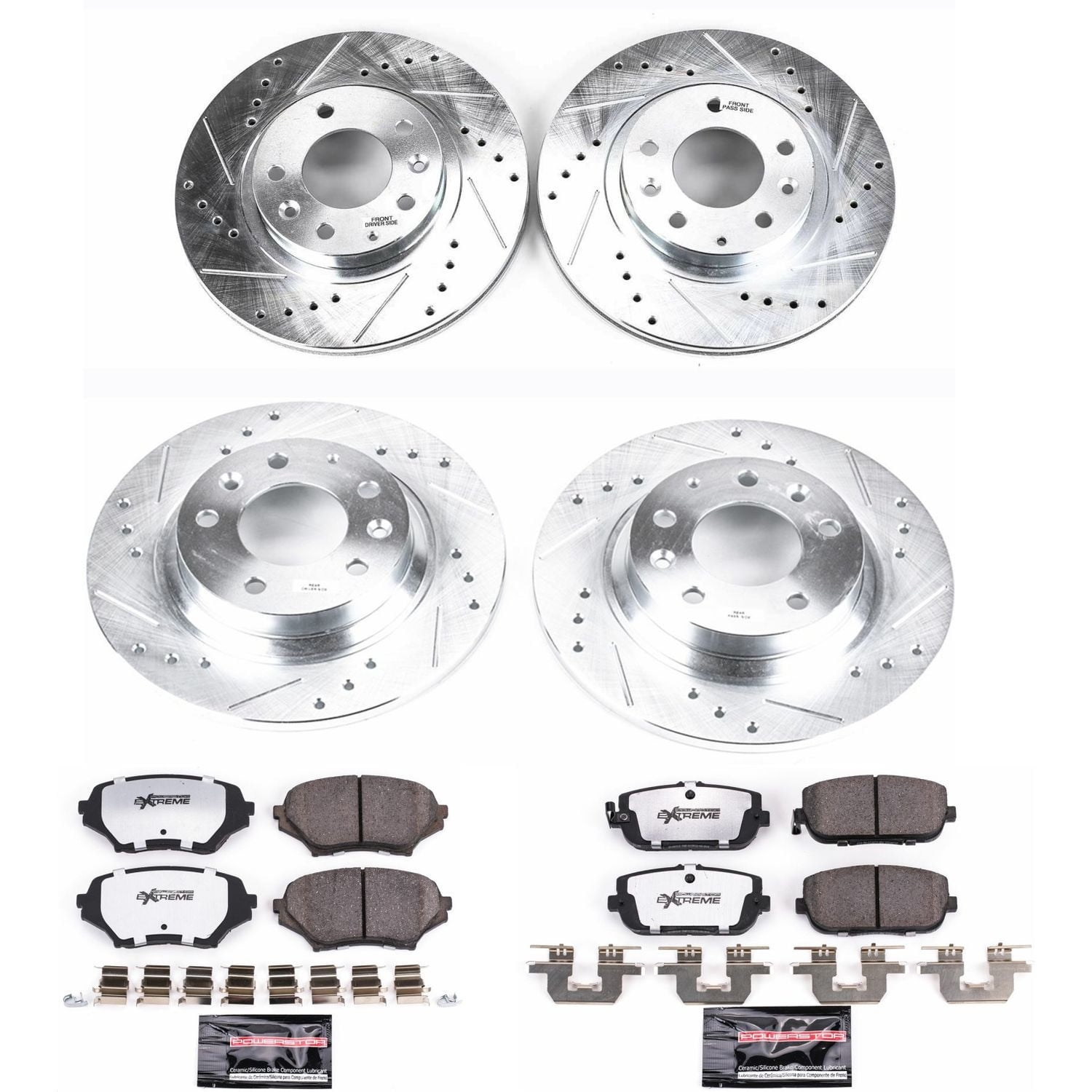 PowerStop Front and Rear Z26 Street Warrior Carbon-Fiber Ceramic Brake Pad and Drilled and Slotted Rotor Kit Fits: MAZDA Select Models K4098-26