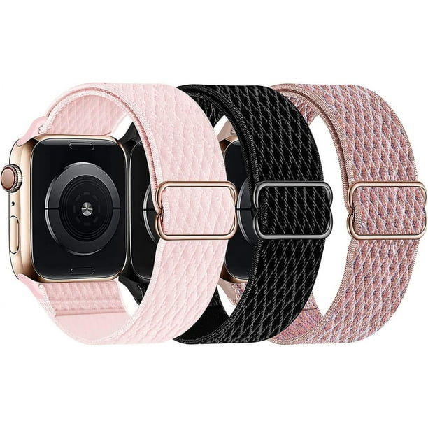 Bandas elasticas de nailon Solo Loop compatibles con Apple Watch 41 mm 40 mm 38 mm correa para Iwatch Series 7 6 5 4 3 2 1 Se negro arena rosa rosa perla Bl YONGSHENG 9024735596400 Walmart en linea