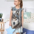 thumbnail image 4 of Fotbe Majestic Snowy Wolf Vestido de Dormir para Niñas de 3 a 10 Años, Mangas Cortas, Estilo Princesa, Pijama Camisón con Mangas Voladas-Small, 4 of 6