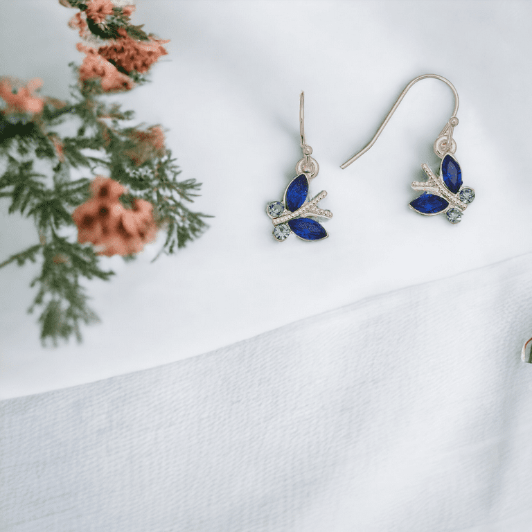 Blue stone shop dangle earrings