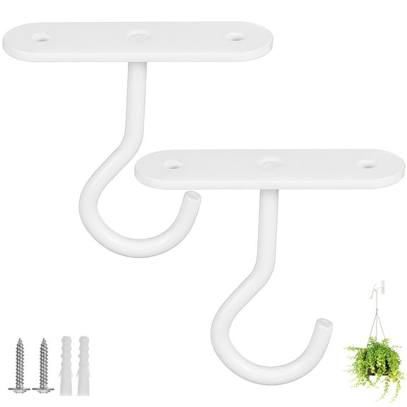 OFFIGAM 2-Pack Heavy Duty White Iron Lantern Hangers Ceiling Hooks for Indoor Outdoor Hanging Plants Lights