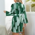 thumbnail image 5 of Paint Brush Pajama Robe V Neck Abstract Green Design Sleepwear Women Long Sleeves Cute Pajamas Robes Spring Casual Loose Dress, 5 of 7