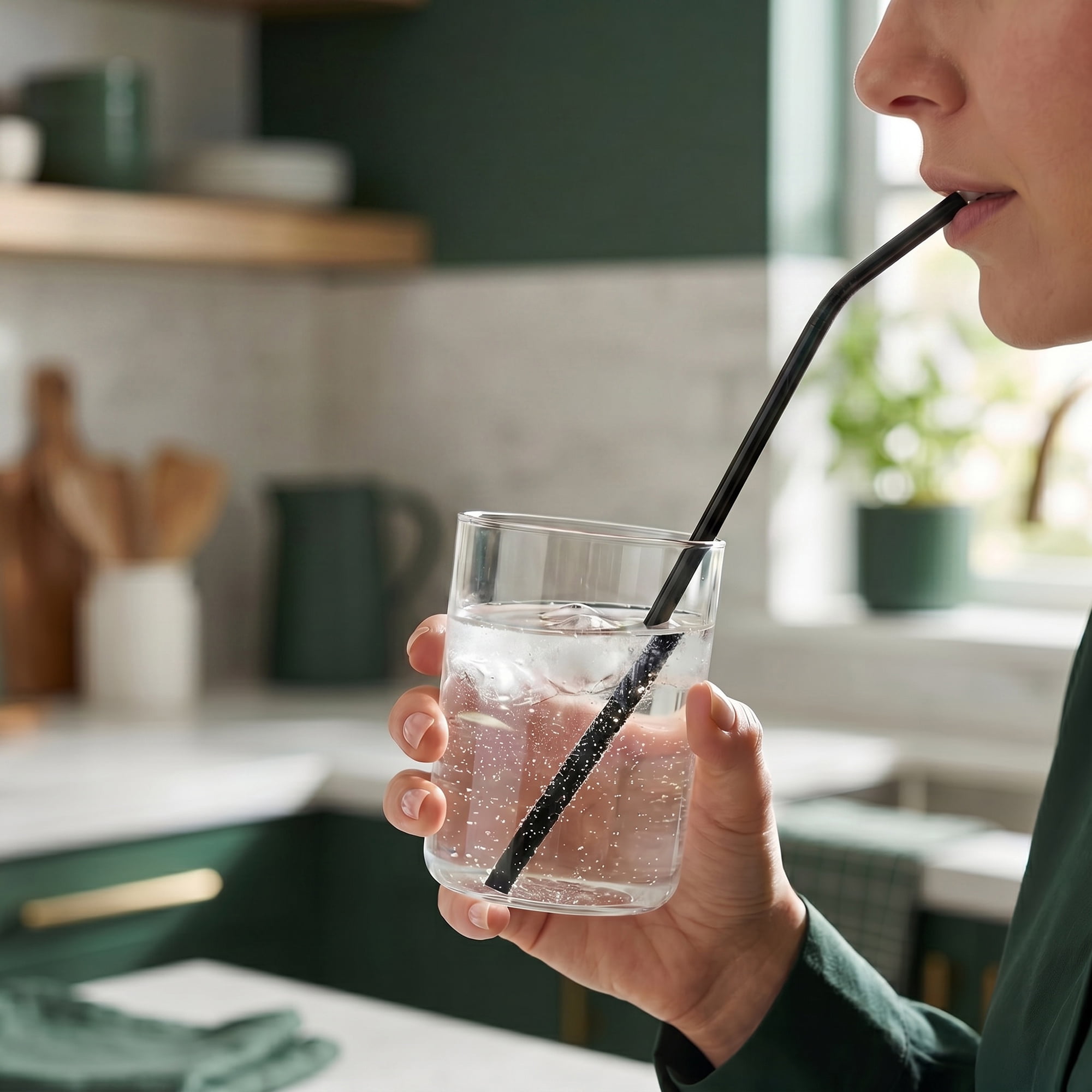 Unique Bargains 10Pcs Reusable Stainless Steel Dishwasher Safe Straws Black