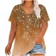 thumbnail image 1 of Camisetas Casuales de las Mujeres Más Tamaño V-Cuello Impresión Manga Corta Color Sólido Base de Verano Superior, Ligero para Diario, 1 of 9