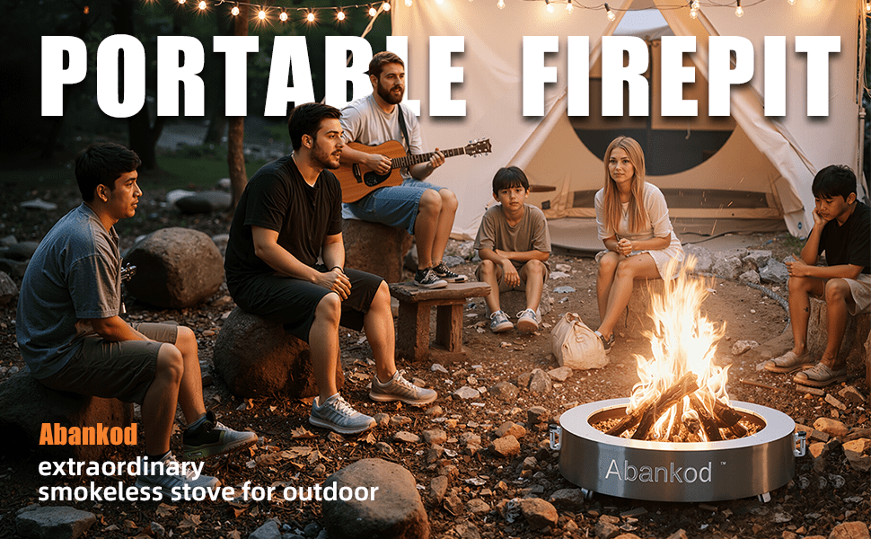 Smokeless Fire Pit for Outdoor - 19.5" Portable Stainless Steel Fire Pit with Foldable Design & Carry Bag Adjustable Height for Camping, Backyard, BBQ, Bonfires.