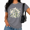 Grey, variant on Cozymy Watercolor Daisy Floral Print Short Sleeve Crew Neck Tee for Women
