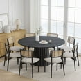 thumbnail image 2 of Dovelina 60 in. Soild Wood Black Dining Table Round Kitchen Table, 2 of 5