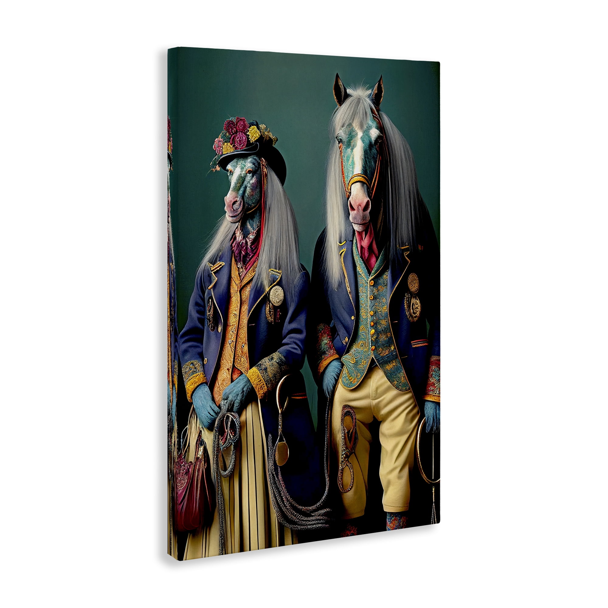 Stupell Industries Old Fashioned Horses Novelty Painting Gallery Wrapped Canvas Art Print Wall Art, 24 x 36