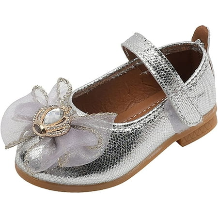 Toddler Girl Sandals Hook Loop Bowknot Shoes Rhinestone Rubber Sandals Summer Birthday for Toddler/Little Kid/Big Kid