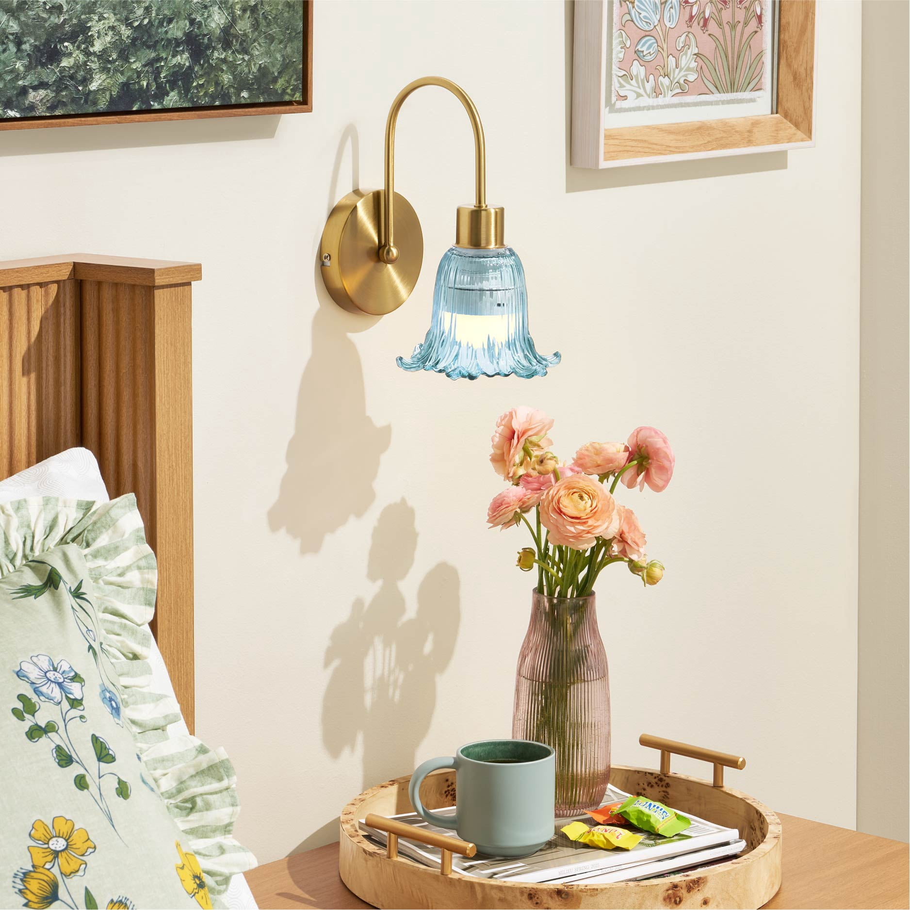 Beautiful Blue Flower Petal LED Rechargeable Wall Sconce by Drew Barrymore