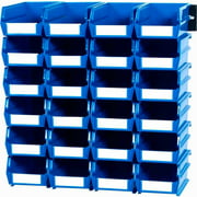 Triton Products® LocBin 26-Piece Wall Storage Unit with 5-3/8"L x 4-1/8"W x 3"H Interlocking Poly Bins, 24ct, Wall Mount Rails 8-3/4"L with Hardware, 2pk