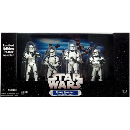 Star Wars Exclusives Clone Trooper Troop Builder 4-Pack Action Figure Set [All White]