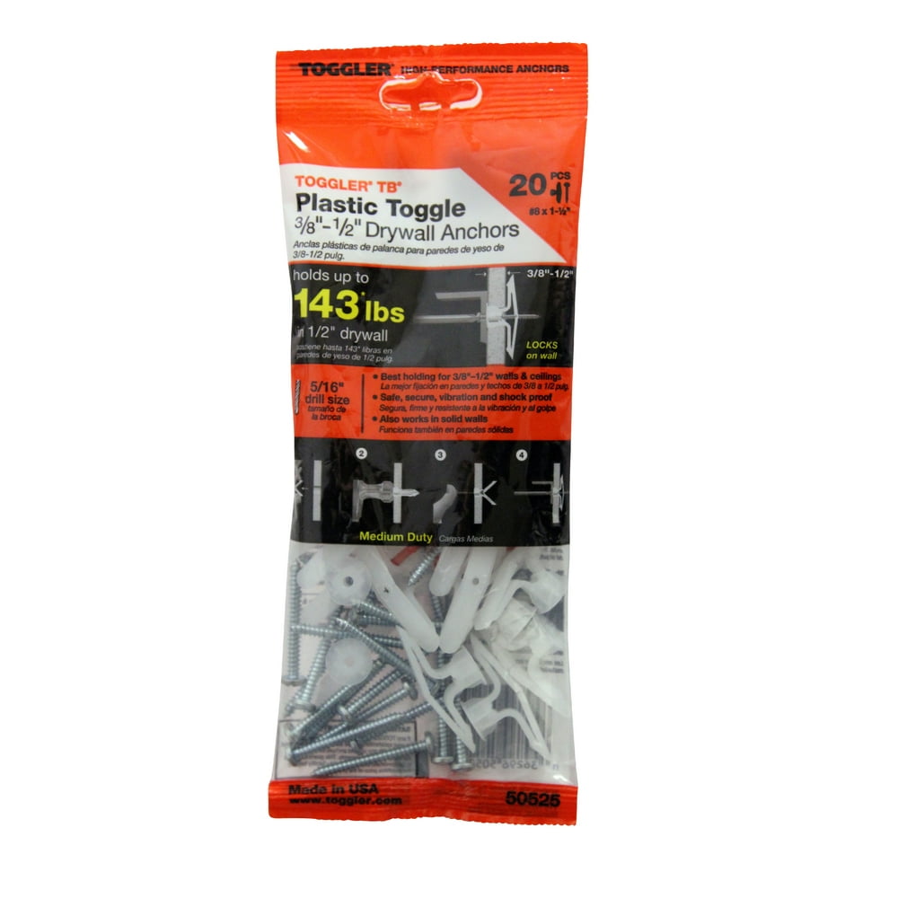 Toggler,Plastic Toggle Anchors, TB® 20 piece bag of residential drywall
