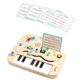 thumbnail image 3 of Piano de madera con panel de actividades y luz, juguete sensorial preescolar para el aprendizaje temprano, ideal como regalo de cumpleaños para niños, 3 of 9