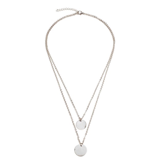Guardurnaity Collar en capas Delicado brillo resistente Joyas estéticas Oro Estilo simple Colgantes colgantes Vestido diario Plata Type1 NO1