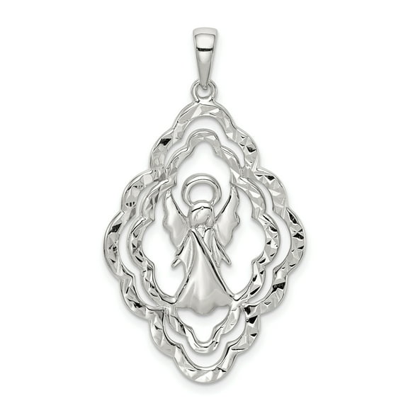 Sterling Silver Diamond Cut Angel Pendant