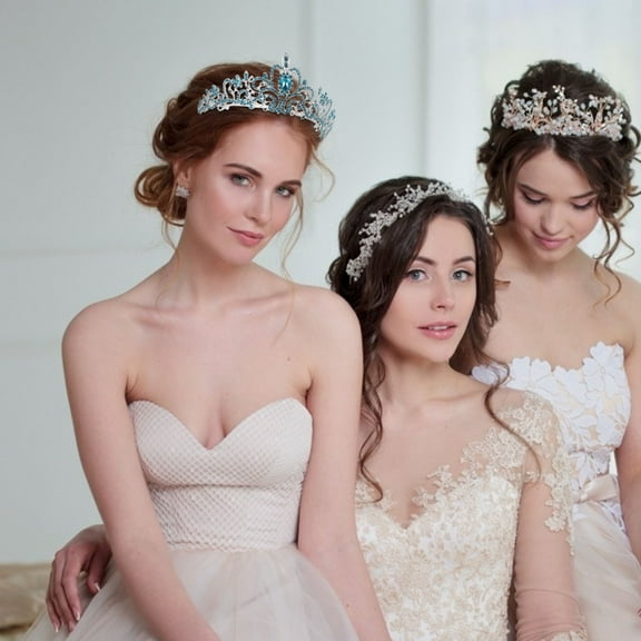 OUNONA  Charming Bride Tiara Crowns Adults Headpiece for Girls Miss Blue