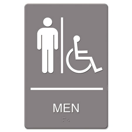 

ADA Sign Men Restroom Wheelchair Accessible Symbol Molded Plastic 6 x 9 Gray