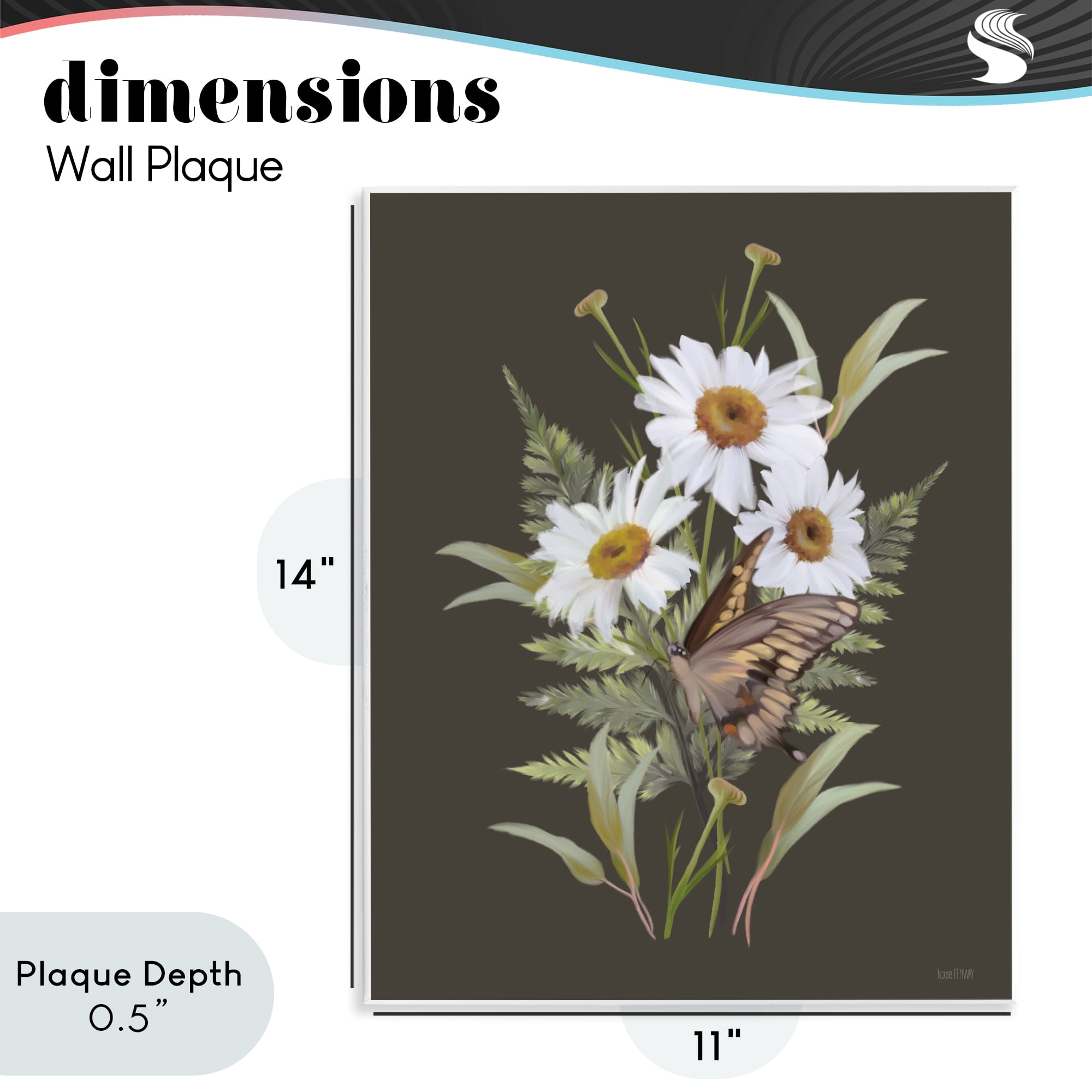 Stupell Industries Daisy Bouquet with Swallowtail Wall Plaque Art, design by House Fenway