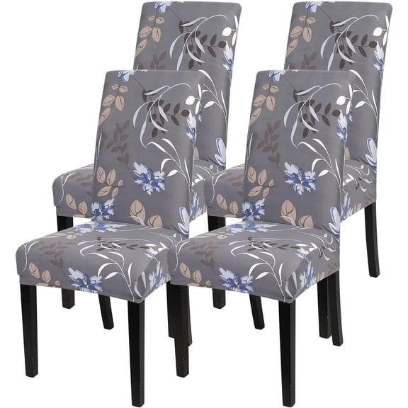 Dining Room Chair Covers Set of 4, Stretch Printed Kitchen Chair Slipcovers Removable Washable Parsons Chair Covers Protector for Dining Room, Hotel, Ceremony (Flower Pattern4)