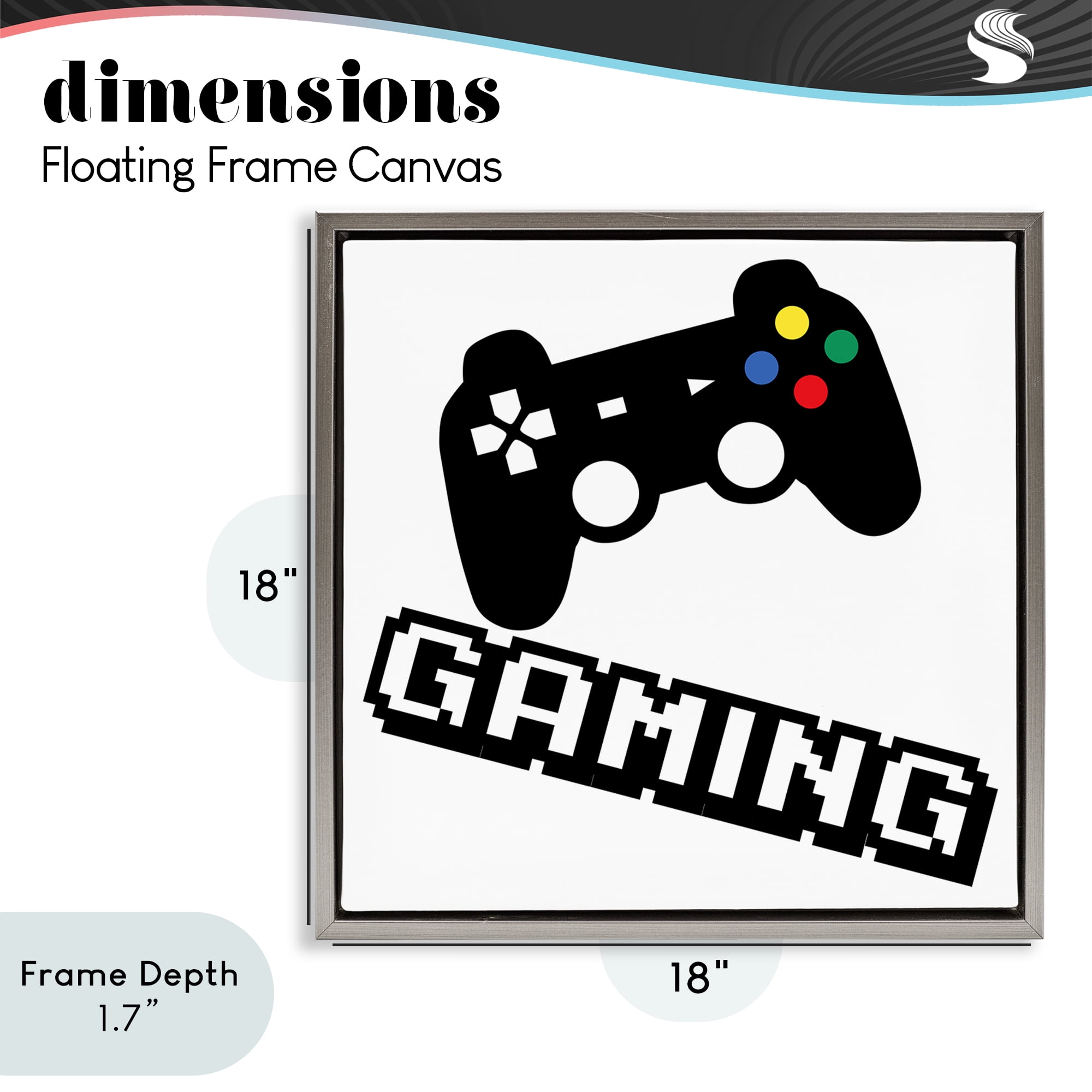 Stupell Industries Playful Pixel Gaming Gray Framed Floater Canvas Wall Art, design by Marcus Prime