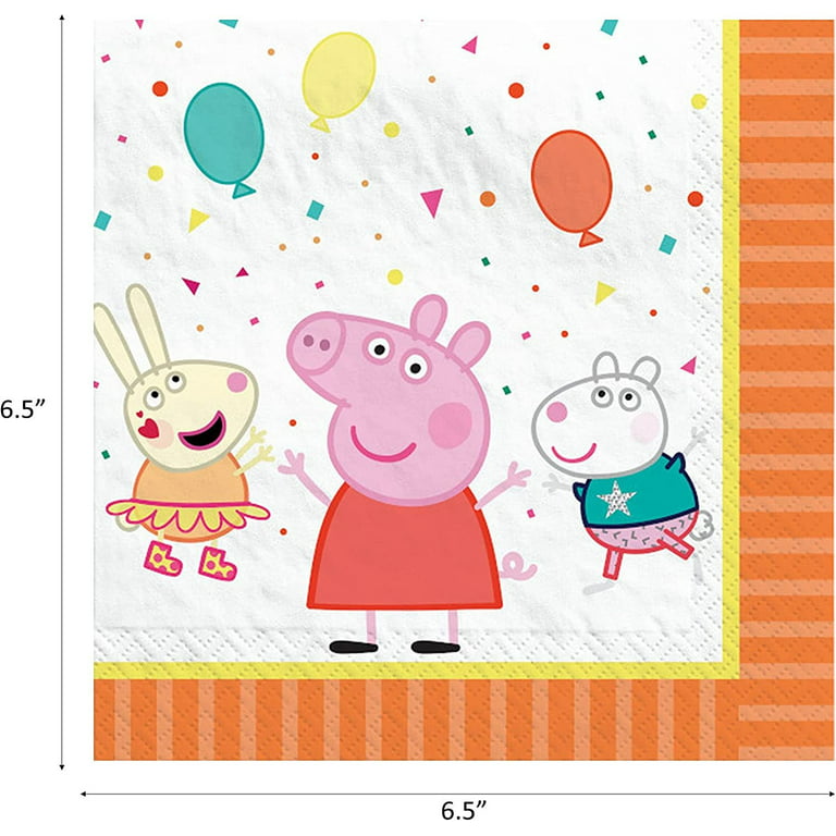 Peppa Pig Party Supplies Bundle with Plates, Napkins, Cups, and Table Cover  for 16 Guests