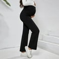 thumbnail image 3 of Maternity Pants Comfortable Flare Over The Belly Work Trousers Stretchy Wide Leg Design with Pockets for, 3 of 4