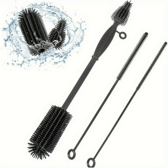Bottle Brush and Straw Cleaner Brush Set, Extra Long Double-Ended Soft Silicone Brush Cleaner for Baby Bottles, Water Bottles, Cups, Breast Pumps, Detachable & Hangable