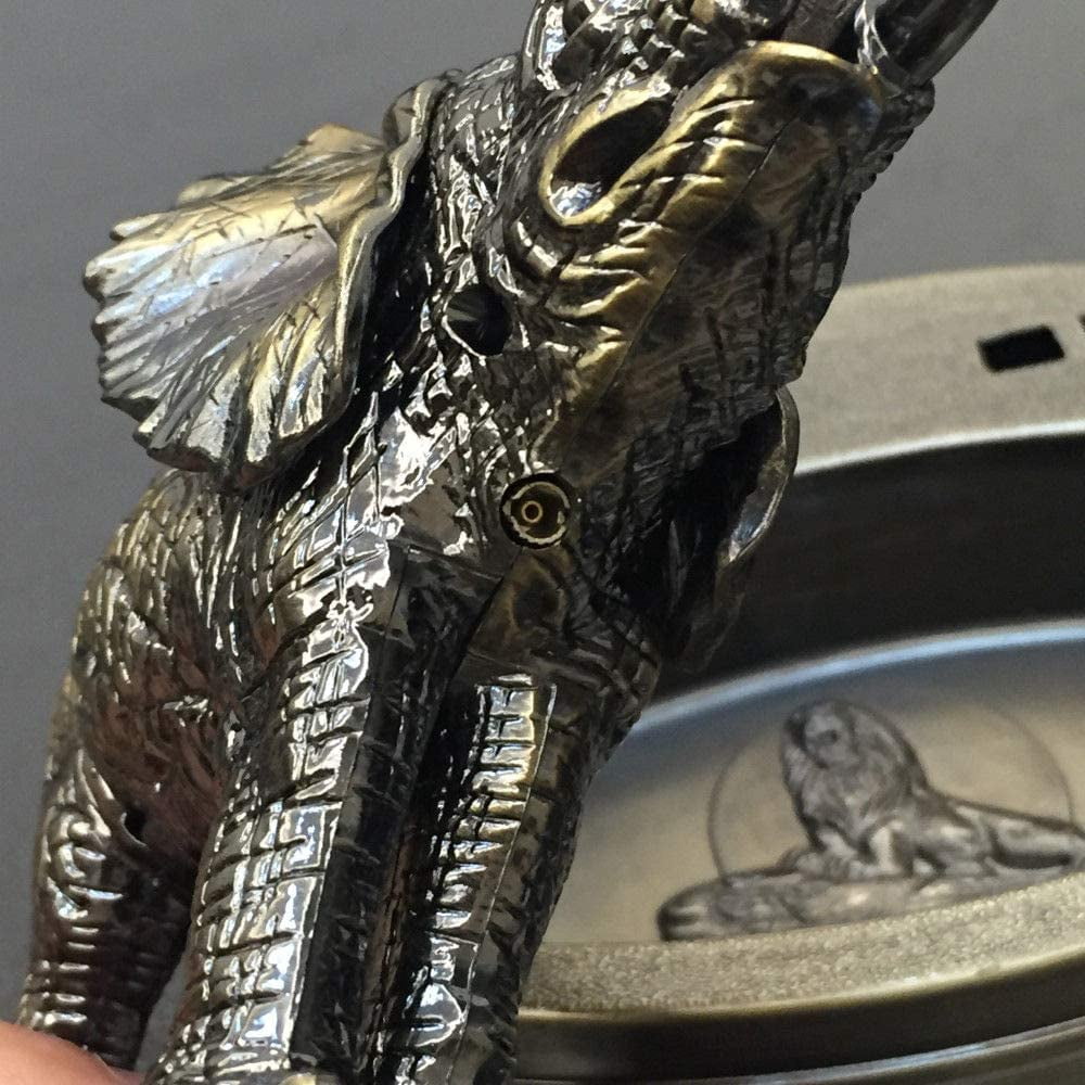 Piioket Elephant Shaped Cigarette Cigar Lighter Refillable Butane Gas Normal Flame Lighter with Ashtray Ash Tray