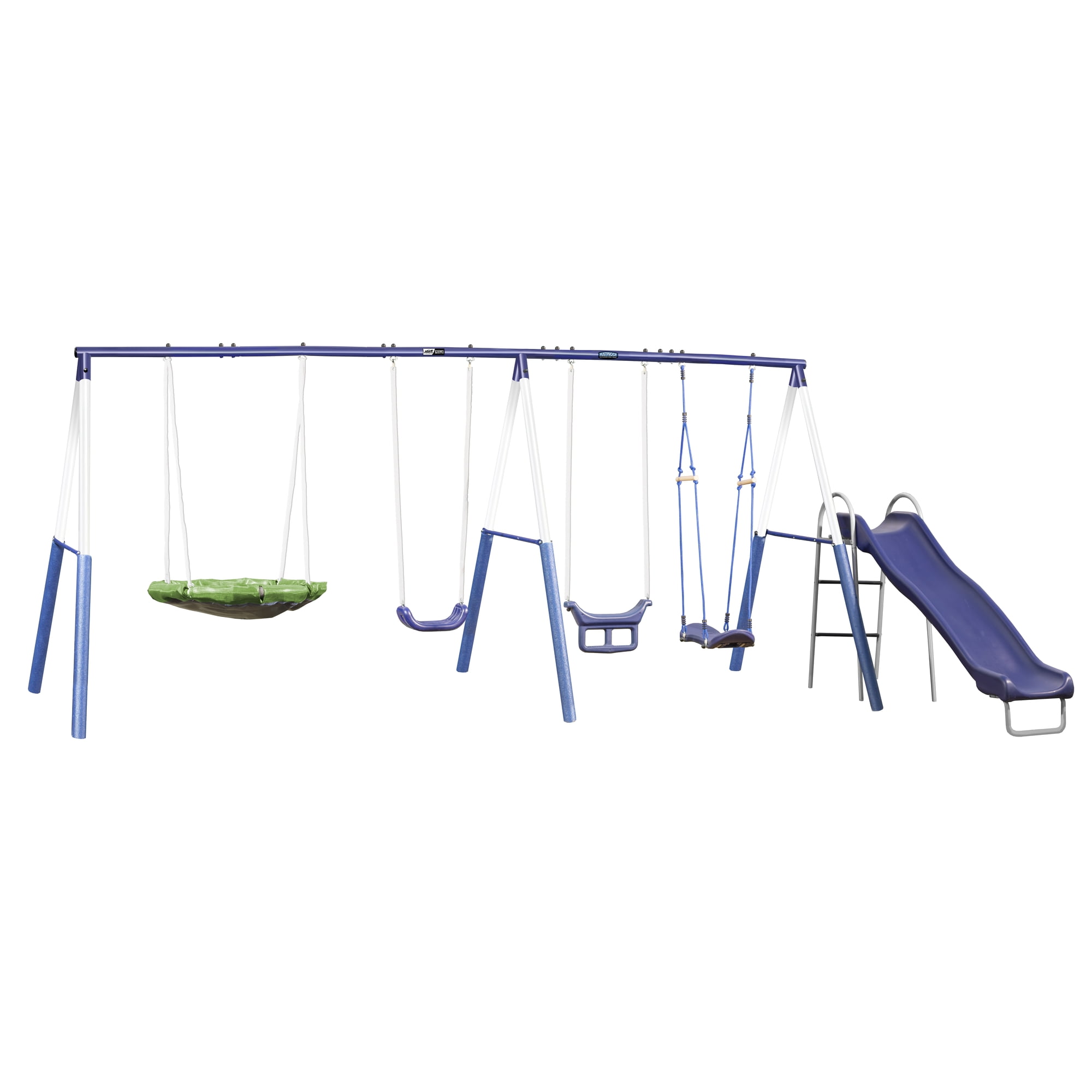 XDP Recreation Surf N Swing Set with Wave Slide, Super Disc Swing, Swing Seat, Stand R Swing, & Surf N Board Swing