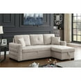 thumbnail image 3 of 83" Wide Reversible Fabric Sleeper Sofa & Storage Chaise-Beige, 3 of 15