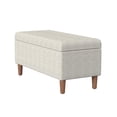 thumbnail image 5 of Block-style storage bench for entryway and mudroom, rich brown wood, chevron woven fabric, 36-inch seat, two-person capacity, 5 of 6