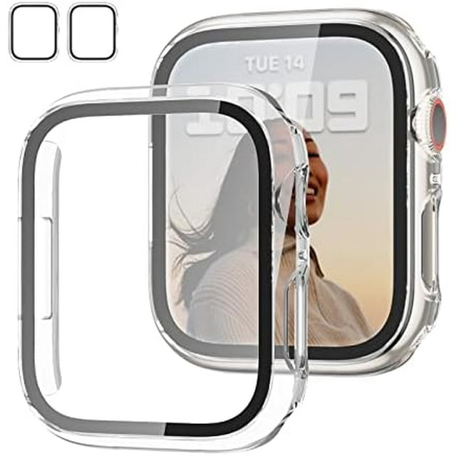 2 Pack Case with Tempered Glass Screen Protector for Apple Watch SE(2023) Series 6/5/4/SE 40mm JZK Slim Guard Bumper Full Coverage Hard PC Protective Cover HD Ultra-Thin Cover for iWatch