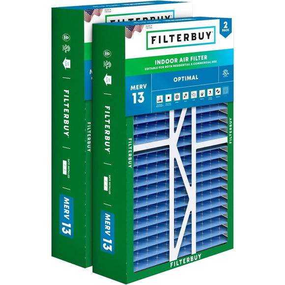 Filterbuy 16x25x5 MERV 13 Pleated HVAC AC Furnace Air Filters for Amana, Coleman, Goodman, Maytag, York, and More (2-Pack)