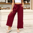 thumbnail image 6 of Bosfbaoi Pants for Women Regular Flat Front Jogger Pants Drawstring Waist Wide Leg Womens Pants with Adjustable Ankle Ties Outdoor Activity Trousers, 6 of 7