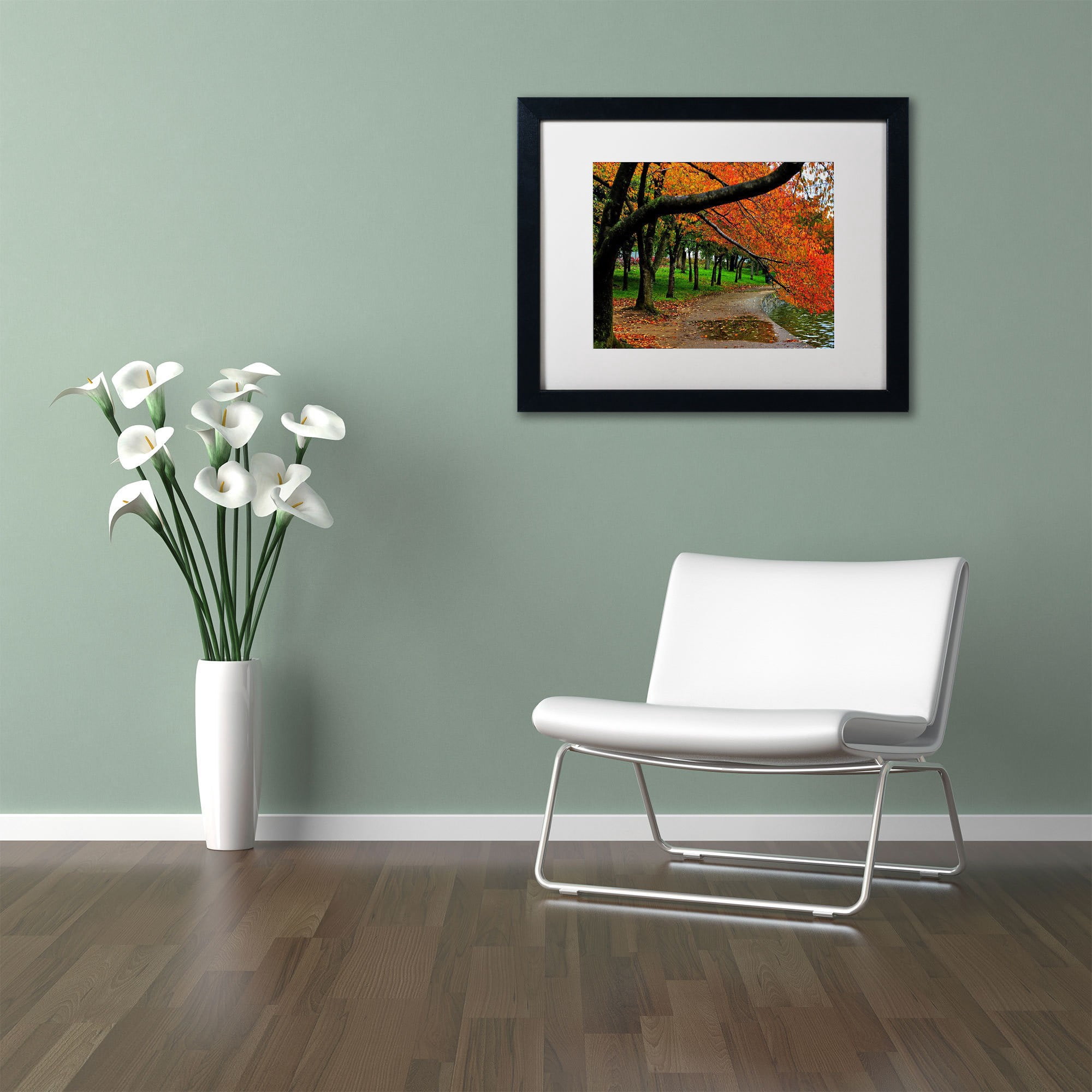 Trademark Fine Art "Tidal Basin Autumn 2" Canvas Art by CATeyes, White Matte, Black Frame