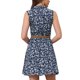thumbnail image 3 of Vestido sin mangas de longitud a la rodilla con media abertura y cinturón para mujer, estampado floral, primavera, talla XS, azul, 3 of 5