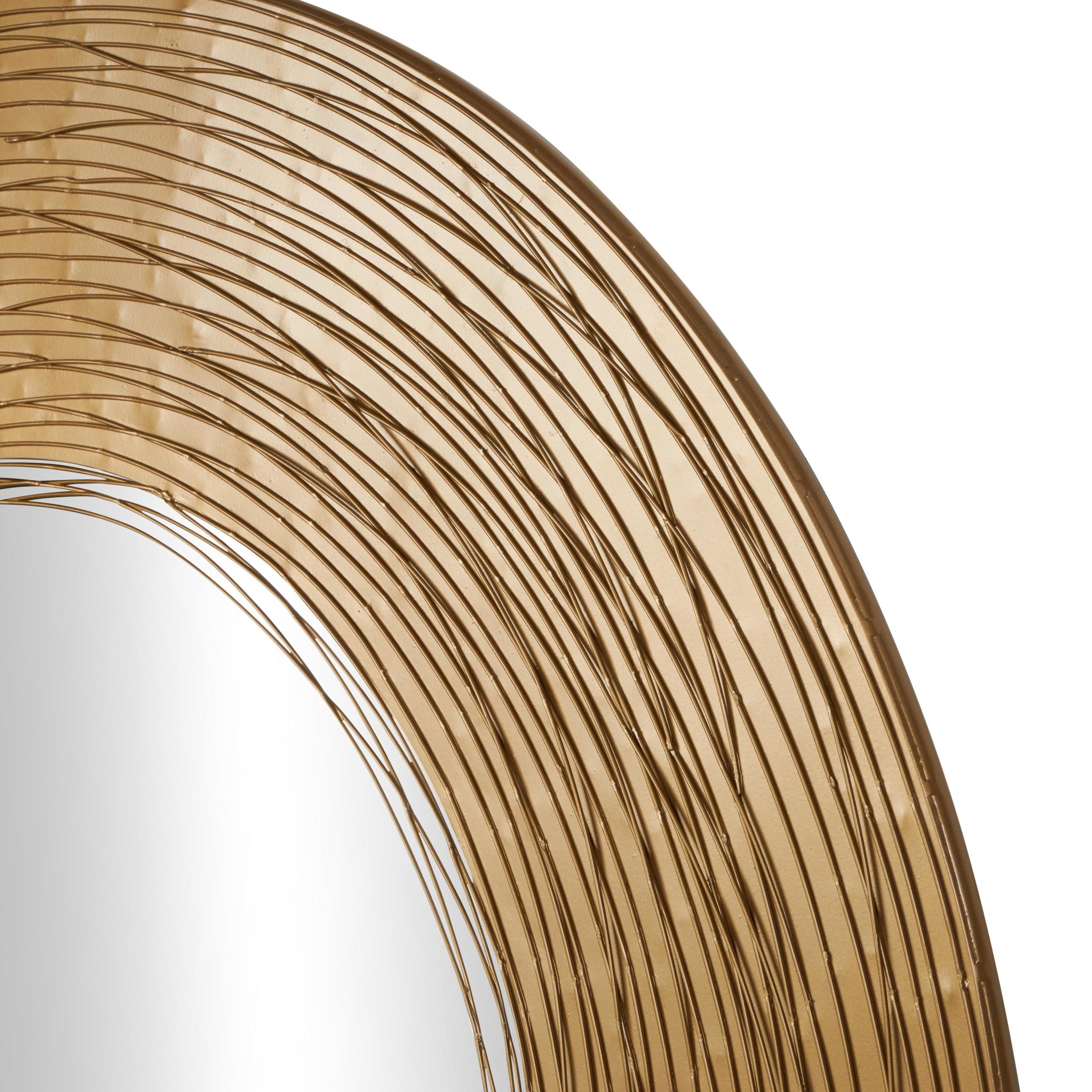 DecMode 35" x 35" Gold Abstract Wall Mirror with Overlapping Wire Rings