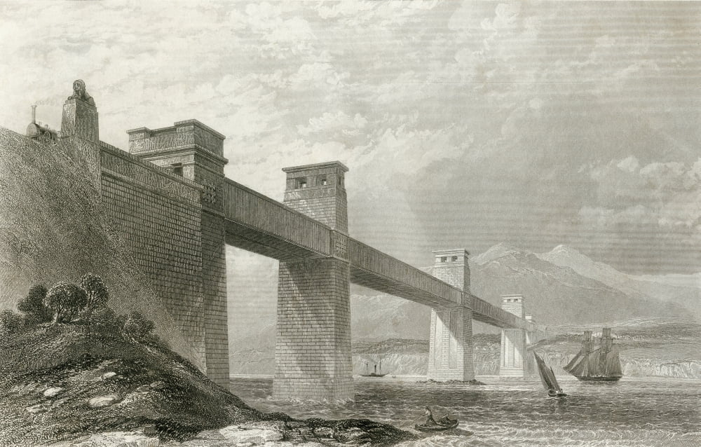 The Britannia Tubular Bridge Across The Menai Strait Between The Island Of Anglesey And The Mainland Of Wales In The 19Th Century From Cyclopaedia Of Useful Arts And Manufactures By Charles Tomlinson