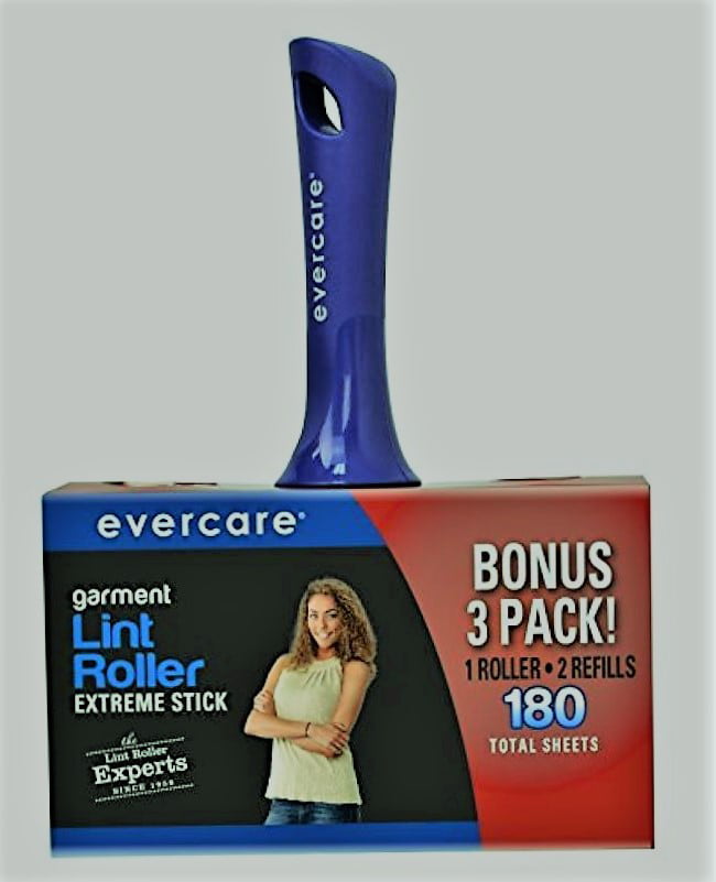 Evercare Pet Hair Extra Sticky Lint Roller with 2 Refills 180 Total Sheets 