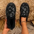 thumbnail image 5 of Christmas Women's Winter Loafers Fur Lined Round Toe Chunky Heel Lug Sole Slip on Office Work Shoes, 5 of 9
