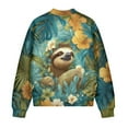 thumbnail image 5 of DISNIMO Sloth Floral Printed Women Sweatshirts No Hood Jackets Long Sleeve Outwear Zip Up Sweatshirts for Fall Winter, 3XL, 5 of 7