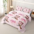 thumbnail image 3 of Western Cowgirl Twin Quilt Set for Girls, Kawaii Bowtie Boots Twin Coverlet Set, 2pcs 1 Quilt and 1 Pillowcase, 3 of 7