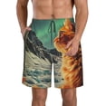 thumbnail image 2 of Uemuo Space Adventurer Cat Pattern Men's Swim Trunks Hawaiian Beach Bathing Suit Swimsuits Beach Quick-Dry Shorts with Pockets-X-Large, 2 of 9