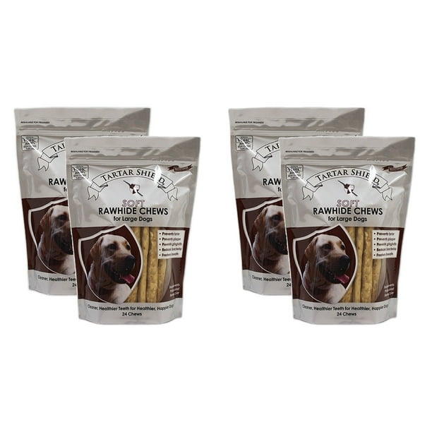 Tartar Shield Soft Rawhide Chews for Large Dogs 24 Count 4 Pack