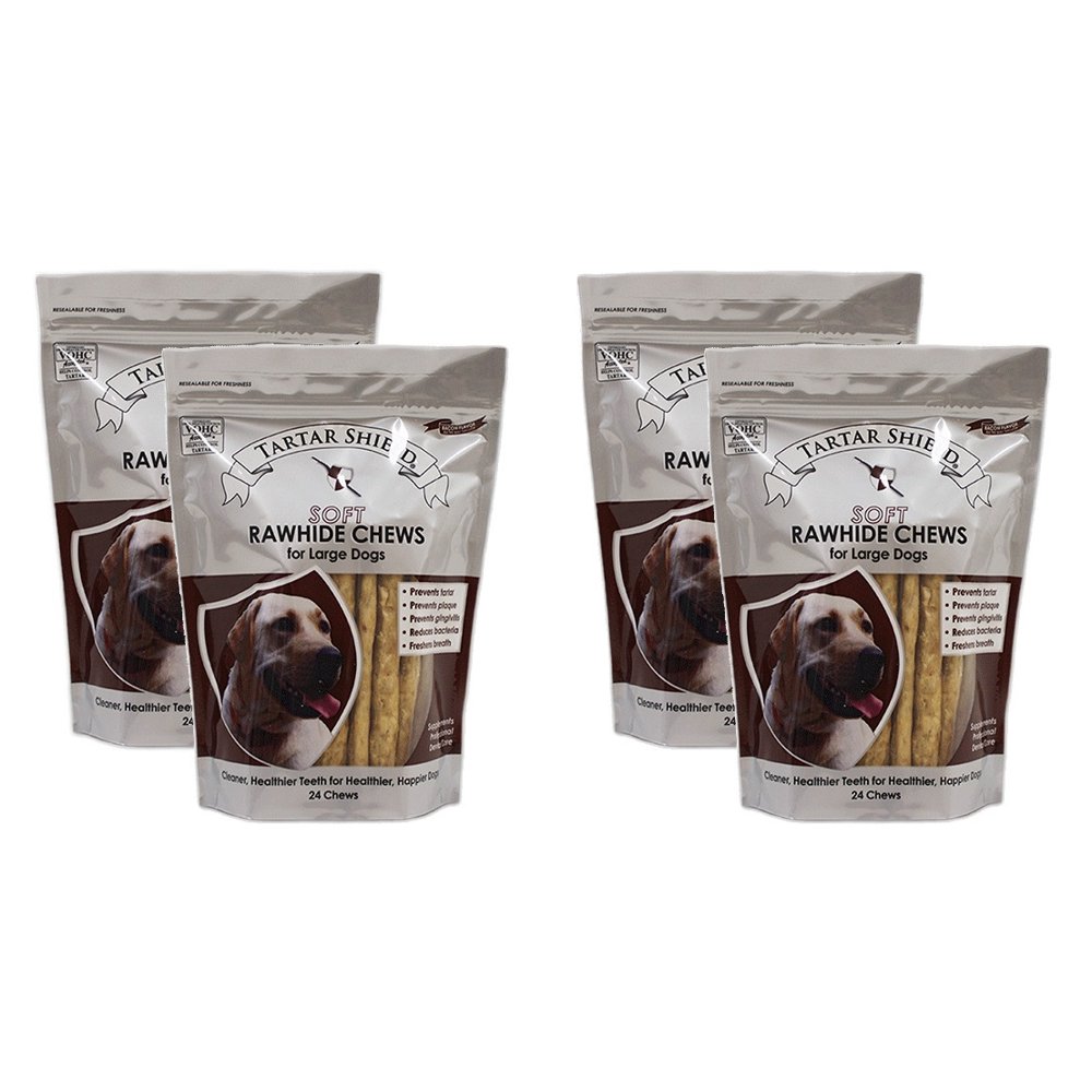 Tartar Shield Soft Rawhide Chews for Large Dogs 24 Count 4 Pack