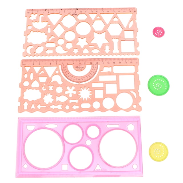 CIMAXIC 3pcs Creative Drawing Template Ruler Geometric Drawing Tool Party Favor Student Stationery Gift (Random Color),7.87"X3.94"X0.04"